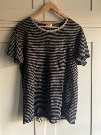 Pre-owned Hedi Slimane X Saint Laurent Paris Aw14 Striped T-shirt In Black