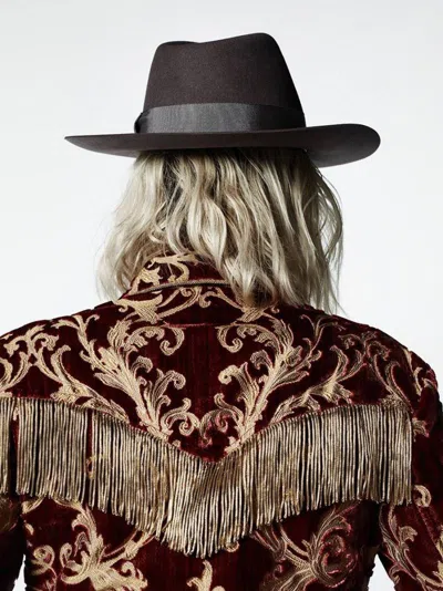 Pre-owned Hedi Slimane X Saint Laurent Paris Aw16 Palladium Fringed Brocade Rib Embroidery Jacket In Red