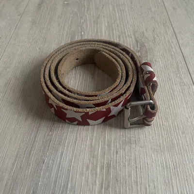 Pre-owned Hedi Slimane X Saint Laurent Paris Aw16 Red Leather Belt With White Stars