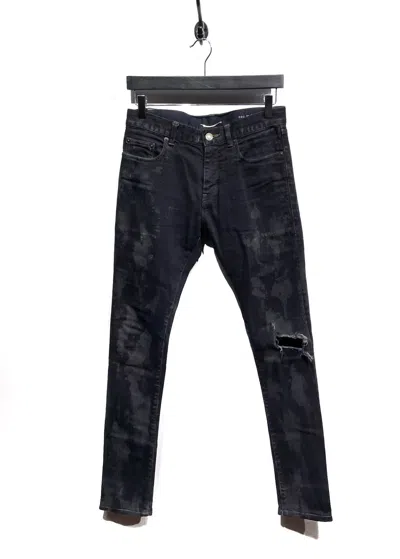 Pre-owned Hedi Slimane X Saint Laurent Paris Fw13 D02 Black Stained Hole Skinny Jeans