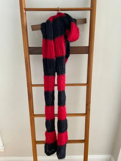 Pre-owned Hedi Slimane X Saint Laurent Paris Fw13 Mohair Striped Scarf Red Navy Size Os