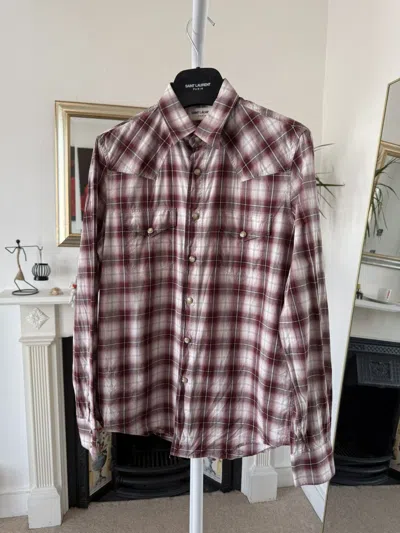 Pre-owned Hedi Slimane X Saint Laurent Paris Fw14 Saint Laurent Plaid Flannel Shirt
