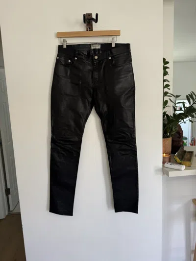 Pre-owned Hedi Slimane X Saint Laurent Paris Fw15 Calf Leather Pants In Black