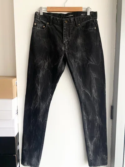 Pre-owned Hedi Slimane X Saint Laurent Paris Fw15 Marble Thunder Dye Black D02 Denim Jeans