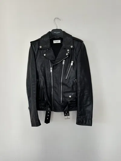 Pre-owned Hedi Slimane X Saint Laurent Paris Fw16 Leather Jacket L17 In Black