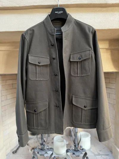 Pre-owned Hedi Slimane X Saint Laurent Paris Fw16 Military Wool Jacket In Khaki