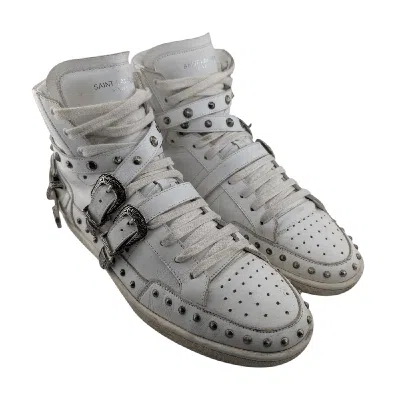 Pre-owned Hedi Slimane X Saint Laurent Paris Hedi Saint Laurent Paris Sl/08h Studded Buckle Sneakers In White