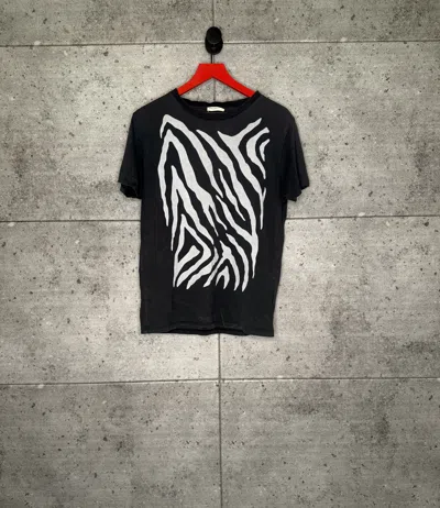 Pre-owned Hedi Slimane X Saint Laurent Paris Hedi Silmane Zebra Striped T Shirt In Gray