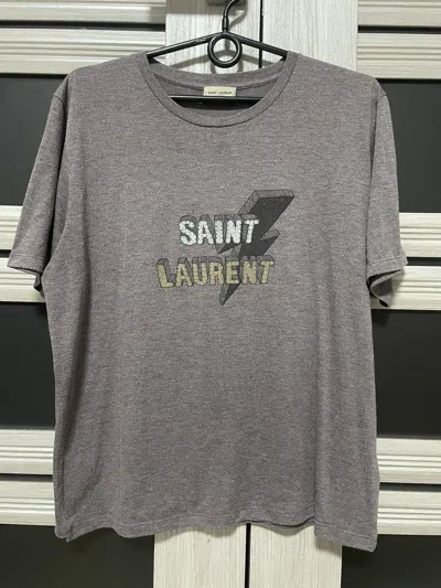 Pre-owned Hedi Slimane X Saint Laurent Paris Lightning Bolt Tee Shirt In Purple