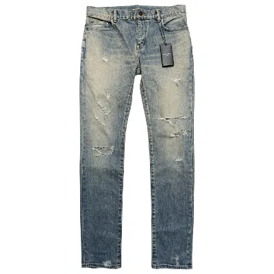 Pre-owned Hedi Slimane X Saint Laurent Paris Saint Laurent Hedi Slimane Crash Denim D02 2017 Nwt Jeans In Blue