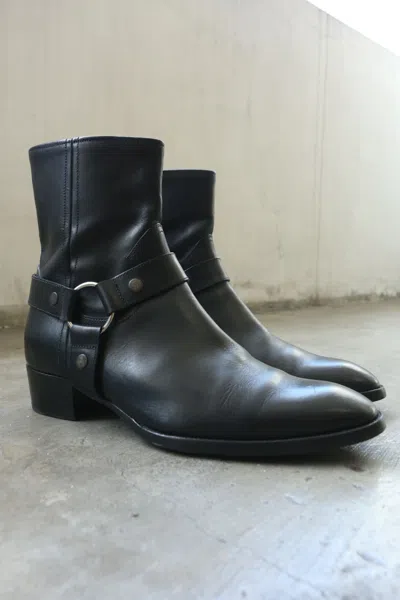 Pre-owned Hedi Slimane X Saint Laurent Paris Slp - Hedi Slimane - F/w 14 - Wyatt Harness Boots In Black