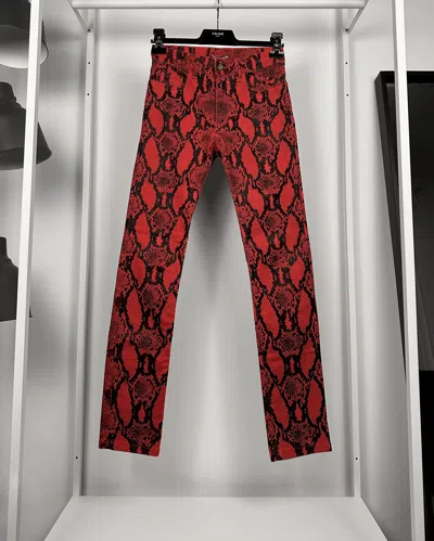 Pre-owned Hedi Slimane X Saint Laurent Paris Snakeskin Pattern Waxed Sample Jeans In Multi