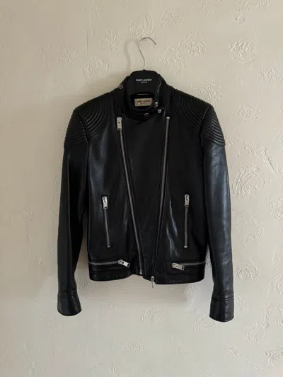 Pre-owned Hedi Slimane X Saint Laurent Paris Ss13 Leather Jacket 44 In Black