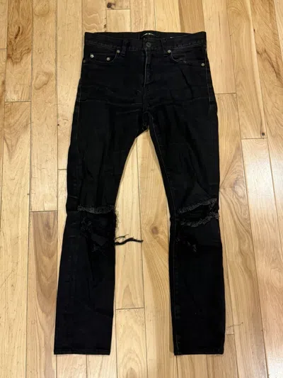 Pre-owned Hedi Slimane X Saint Laurent Paris Ss16 Saint Laurent Paris Knee Slit Crash Denim In Black