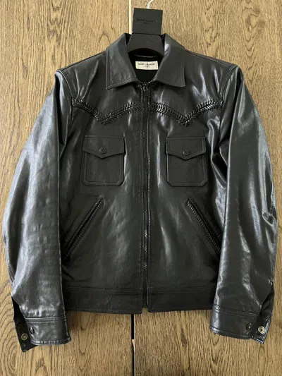 Pre-owned Hedi Slimane X Saint Laurent Paris Western Leather Jacket Psych Rock In Black