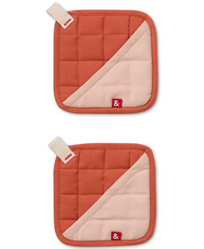 Hedley & Bennett 2-pc. Colorblocked Pot Holder Set In Red