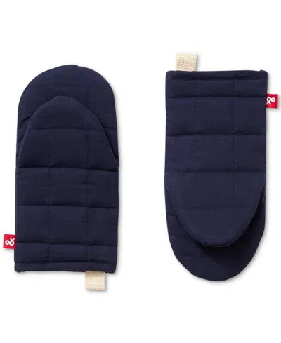 Hedley & Bennett Quilted Solid-color Oven Mitts, Set Of 2 In Blue
