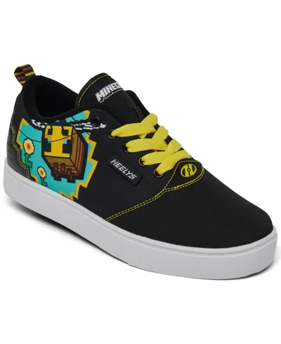 Heelys Little Kids' Pro 20 Prints Minecraft Skate Casual Sneakers From Finish Line In Black,yellow