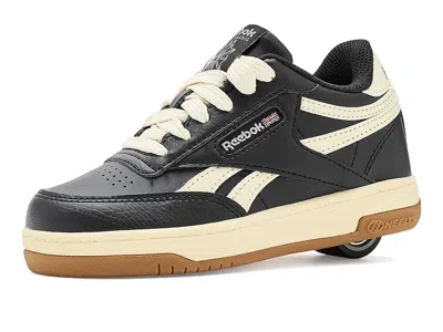 Heelys Reebok Club C (little Kid/big Kid/adult) Kids Shoes Black/cream : 1 Little Kid M, Faux Leather In Multi