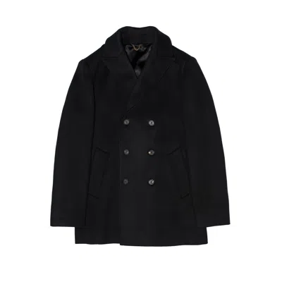 Hegarty Men's Black Wool And Cashmere Pea Coat