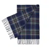 Hegarty Women's Tan Check Blue Tartan Lambswool Scarf In Multi