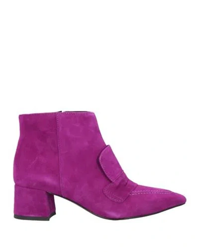 Hegon Woman Ankle Boots Mauve Size 6 Leather In Purple