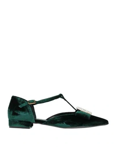 Hegon Woman Ballet Flats Emerald Green Size 6 Textile Fibers