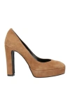 Hegon Woman Pumps Camel Size 11 Leather In Sand