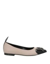 Hego's Woman Ballet Flats Taupe Size 10 Leather In Black