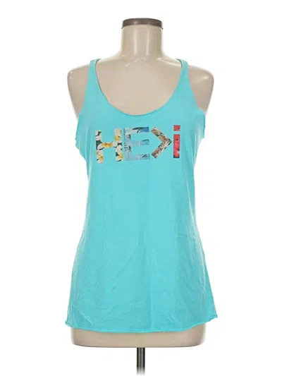 Pre-owned He>i He Greater Than I Tank Top Teal Halter Neckline Tops In Blue