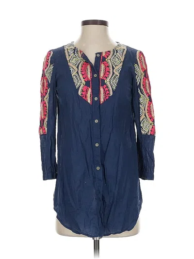 Pre-owned Hei Hei 3/4 Sleeve Button Down Shirt In Blue