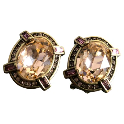 Pre-owned Heidi Daus Art Deco Glamorous Blush & Pink Oval Crystal Earrings By  Lever Pieced
