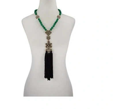 Pre-owned Heidi Daus "shanghai Chic" Beaded Tassel Drop Necklace