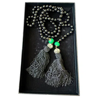 Pre-owned Heidi Daus Whoopi Goldberg Estate Black Lariat Tassel Necklace By  58 Inch