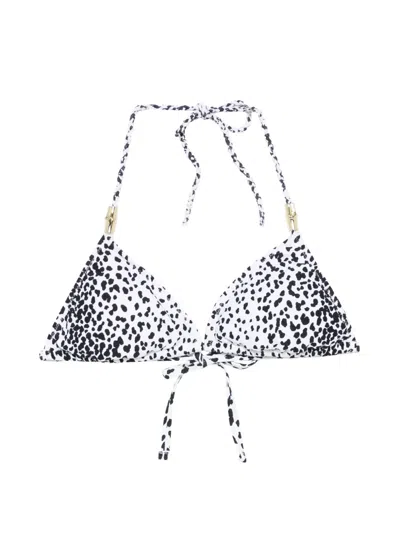 Heidi Klein Animal-print Halterneck Bikini Top In White