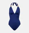 Heidi Klein Beau Soleil Halterneck Swimsuit In Blue