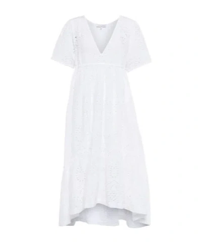 Heidi Klein Broderie Anglaise Cotton Midi Dress In White