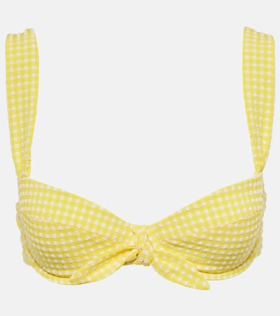 Heidi Klein Cape Town Checked Bikini Top In Yellow