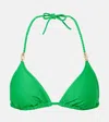 Heidi Klein Embellished Ribbed Triangle Bikini Top In Green