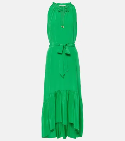 Heidi Klein Chamarel Silk Crêpe De Chine Midi Dress In Green
