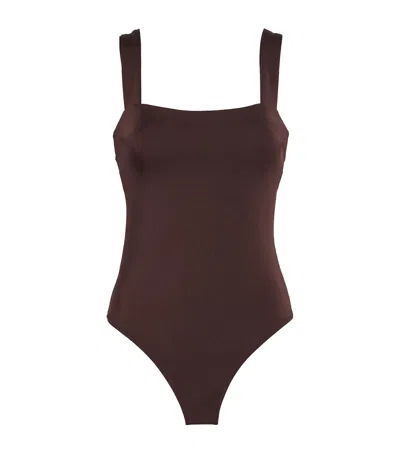 Heidi Klein Coco Palm Square-neck Swimsuit In Brown