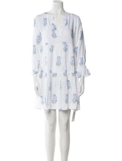 Pre-owned Heidi Klein Floral Print Mini Dress In White