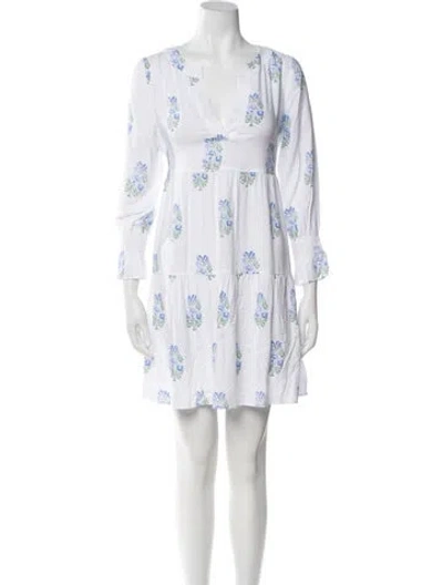 Pre-owned Heidi Klein Floral Print Mini Dress In White