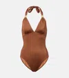 Heidi Klein Grasse Halternek Swimsuit In Brown
