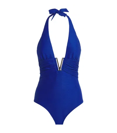 Heidi Klein Halterneck Plage Mala Swimsuit In Blue