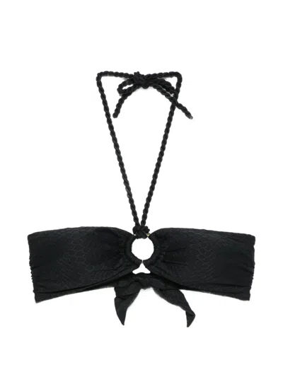 Heidi Klein Honeycomb-textured Halterneck Bikini Top In Black