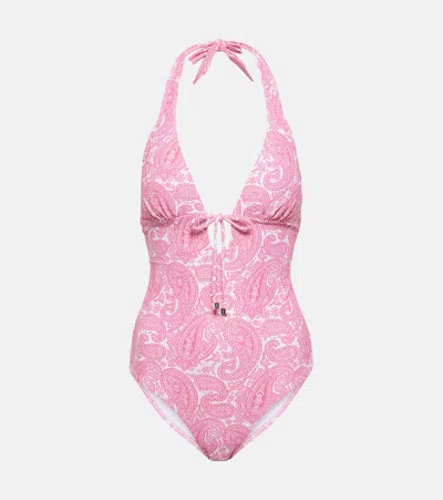 Heidi Klein Ischia Printed Halterneck Swimsuit In Pink