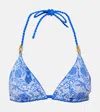 Heidi Klein Womens Prt-prt Lake Como Triangle-cup Recycled Polyamide-blend Bikini Top In Blue