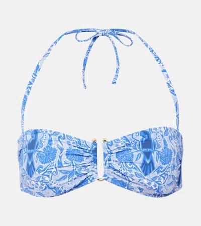 Heidi Klein Lake Como Printed Bikini Top In Blue