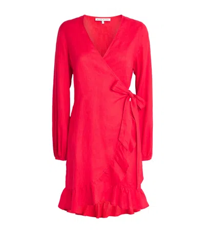 Heidi Klein Linen Ruffle Amalfi Mini Dress In Red